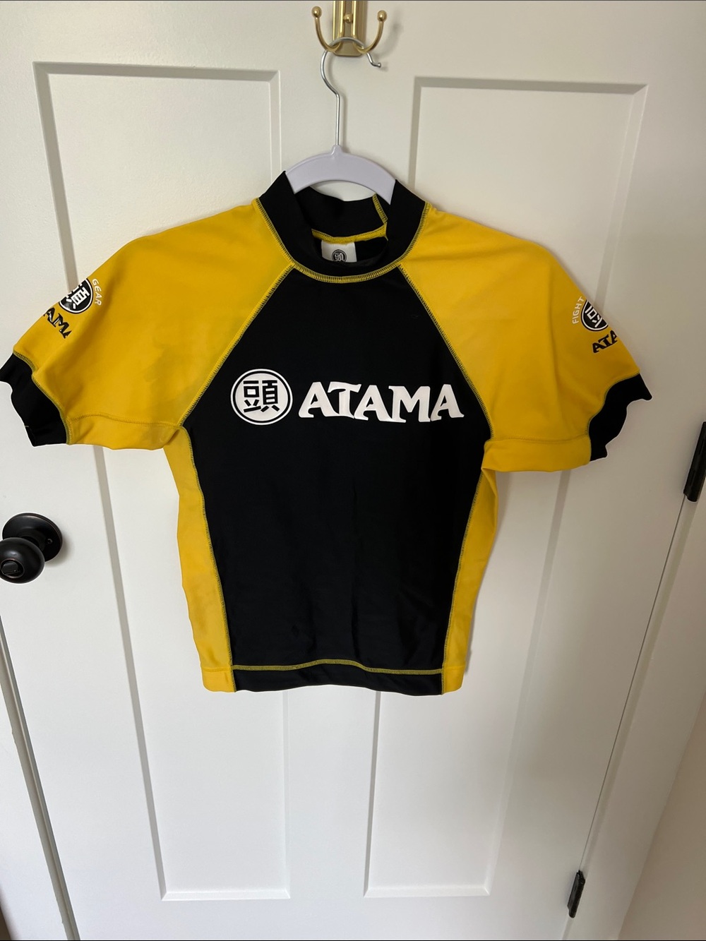 Atama BJJ Rash Guard Short Sleeve Yellow Black Youth Large Like New